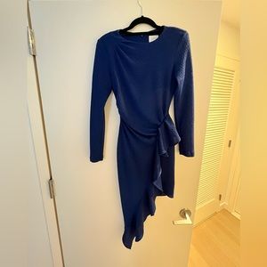 ONE33 social royal blue long sleeve asymmetrical dress